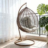 Meubles d'extérieur sur mesure Chambre à coucher Salon Balcon Jardin Balançoire en rotin pliable Balançoire suspendue Chaise œuf avec support