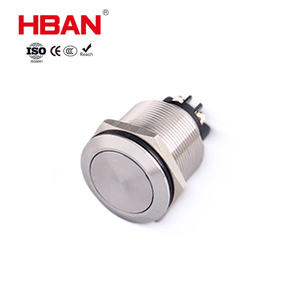 מתג לחצן מתכת HBAN 5A 16/19/22 מ\\\"מ ראש שטוח/גבוה טבעת מוארת נעילה/לחיצה רגעית 1NO 1NC IP65 - Product Image 2
