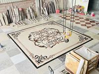 Mosaïque Moderne Polie pour Villa, Motif Floral Gravé au Jet d'Eau, Parquet en Marbre avec Design Graphique
