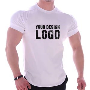 T-shirts de musculation pour hommes en gros, personnalisés, 95 % coton, 5 % élasthanne, impression personnalisée de logo, t-shirts de sport unis pour hommes - Product Image 2