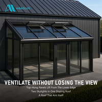Véranda en verre avec structure en alliage d'aluminium, puits de lumière encadrés, verre trempé et feuilleté scellé pour villa, patio, cour et jardin