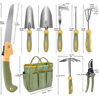 Vente chaude transfrontalière d'outils de jardin pelle de jardin en acier inoxydable sécateur matcha portable multi-fonction 9 pièces ensemble d'outils de jardin