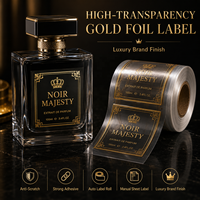 Autocollants transparents personnalisés pour parfums avec logo sur mesure, estampage à chaud doré, étiquettes imperméables pour marques de luxe