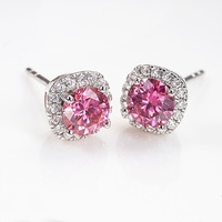 Ensemble exclusif bague et boucles d'oreilles en moissanite 1 carat pour femme et homme ; Bijoux rose à taille facetée les plus vendus avec évaluation nationale