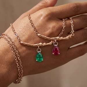 Collier tendance en cuivre plaqué or 14 carats avec pendentif goutte d'eau en zircon, bijou pierre de naissance - Product Image 2
