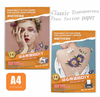Papel de Tatuaje Temporal Imprimible por Transferencia de Agua, Resistente al Agua, Color CMYK, Tinta Negra, para Impresora de Inyección de Tinta, Venta al por Mayor