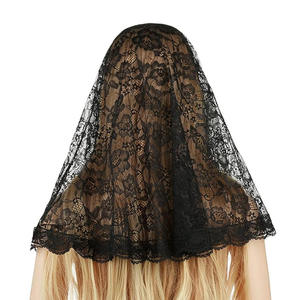 Decoración <span class=keywords><strong>de</strong></span> Fiesta blanco negro Rosa flor Floral encaje velo cabeza cubierta masa Latina <span class=keywords><strong>Mantilla</strong></span> velos bufanda corta para Boda nupcial - Product Image 3