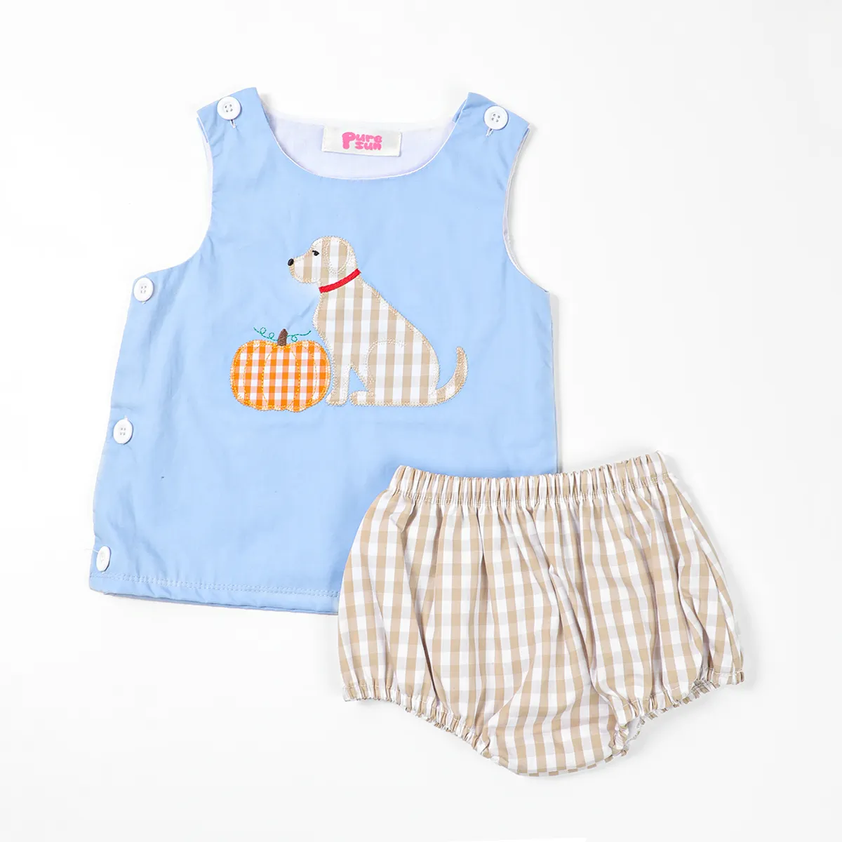 Cucciolo di zucca Applique ricamo estivi ragazzi a buon mercato designer maschio smocked abbigliamento per bambini