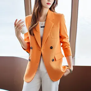 Женская оранжевая Весенняя темпераментная ниша, Высококачественная Взрывная уличная модная Свободная куртка