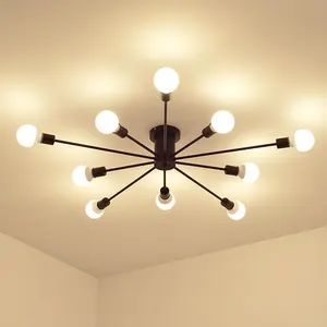 Retro Black/White Vintage Spider Chandelier for Living Room Bedroom Modern E27 Bulb Ceiling Lamp Light