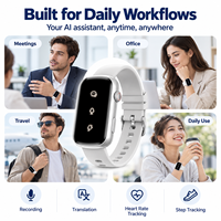 Bracelet d'enregistrement vocal IA BT 5.3 avec réduction de bruit ENC et téléchargement automatique sur le cloud pour les réunions de bureau