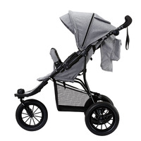 Poussette bébé 3 en 1 légère, pliable à une touche, 3 roues, réversible, avec revêtement en lin, pneus larges, style jogger, cadre en acier inoxydable, 22 kg