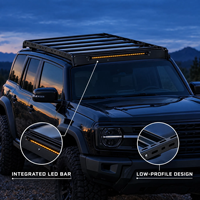 Plateforme de toit en alliage d'aluminium avec barre lumineuse LED, porte-bagages modulaire pour camping 4x4 tout-terrain, vente en gros OEM CarLuxe
