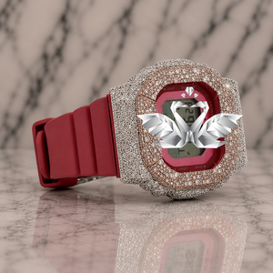 Hot Sale Luxury Iced Analog Watch Men <b>Red</b> Rubber Strap Full Moissanite Diamond Paved Stainless Steel Case Fashion Hip Hop - Product Image 2