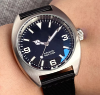 Petite montre de pilote de plongée Tandorio 36mm pour hommes NH35 Auto Sunburst cadran bleu AR saphir 200m étanche
