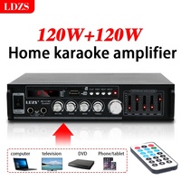 LDZS Mini HIFI Amplificateur stéréo numérique 2 canaux Surround Sound Car Power Amp avec télécommande FM USB pour KTV Metal Material