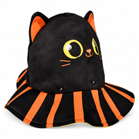 Chapeau en peluche chat noir lumineux personnalisé pour Halloween, accessoire de costume LED fantaisie pour événements