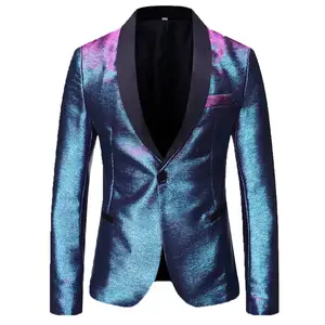 Heren Blazers Slim Fit Mode Pak Lichte Zijden Jassen Voor Mannen Bruiloften Feest Diner Prom Tuxedo