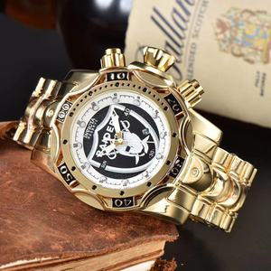 Reloj deportivo de cuarzo en tono dorado para hombre, correa de acero inoxidable, caja de aleación, esfera de cristal, indicador de fecha redondo, informal, de negocios - Product Image 2