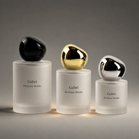 Botol Parfum Bulat OEM 30ml Dengan Logo Kustom, Botol Parfum Mewah Kosong 50ml dan Kotak, Botol Parfum Bulat Hitam Doff