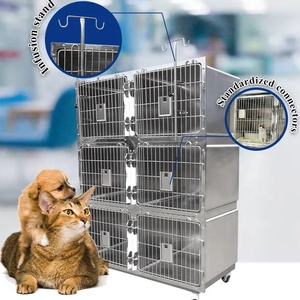 En iyi fiyat Pujia Pet kafesleri köpek kulübesi 3 katmanlı 6 kapılar veteriner kedi köpek kafesleri Metal tekerlekler ile Kennels - Product Image 2