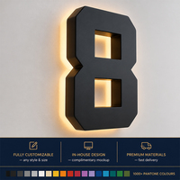 Enseignes lumineuses LED murales extérieures à halo arrière, lettres et numéros de maison en acier inoxydable pour la publicité et les entreprises