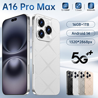 Téléphone 16 Pro Max 5G, directement de l'usine, double SIM, appareil photo arrière 108MP, processeur Deca Core, déverrouillage facial, batterie 8000mAh, HD, Android 14 français