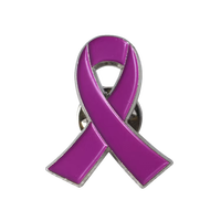 Prêt à expédier : Badge en émail dur plaqué or, motif ruban violet croisé, thème sensibilisation au cancer du sein