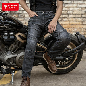กางเกงยีนส์มอเตอร์ไซค์สไตล์เรโทรสำหรับผู้ชาย ผ้ายีนส์ยืดหยุ่นสูง กางเกงขี่มอเตอร์ไซค์ใส่สบายทุกฤดู กางเกงสำหรับเดินทาง - Product Image 2