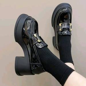 Mocasines de Mujer 2023, Nuevos de Primavera, con Suela Gruesa, de Una Sola Capa, de Piel Sintética, con Segunda Capa de Piel de Cerdo, Negros, Talla Pequeña - Product Image 5