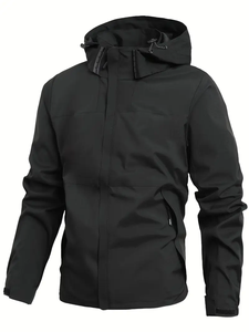 Dropshipping Manteau coupe-vent léger et imperméable à capuche pour hommes Manteau coupe régulière pour le printemps et l'automne à l'extérieur - Product Image 3