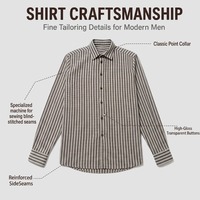 Chemise habillée boutonnée pour homme, coupe ample, à manches longues, col simple, en tissu gaufré rayé, extensible, 95% polyester 5% élasthanne