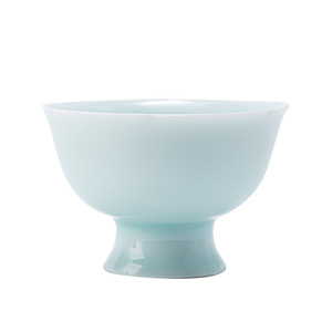 Tasse à thé en céramique en forme de lotus, à long pied, en porcelaine, style chinois traditionnel, cadeau - Product Image 5