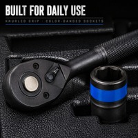 Kit d'outils de réparation automobile manuel OEM 24 pièces en acier au chrome-vanadium, ensemble complet de clés à douille et clés à cliquet robustes