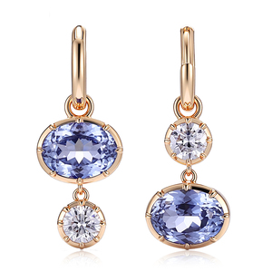 Boucles <span class=keywords><strong>d</strong></span>'oreilles pendantes en <span class=keywords><strong>saphir</strong></span> de laboratoire, <span class=keywords><strong>or</strong></span> <span class=keywords><strong>jaune</strong></span> 10K, <span class=keywords><strong>saphir</strong></span> ovale 6*8mm, bijoux de mode pour la mariée et les fêtes de mariage - Product Image 1