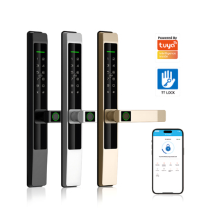 IP65 עמיד למים דלת פלדה/עץ מנעול חכם Tuya TTlock דיגיטלי ביומטרי סיסמת טביעת אצבע בקרת אפליקציה בקרת ענן מאובטחת - Product Image 1