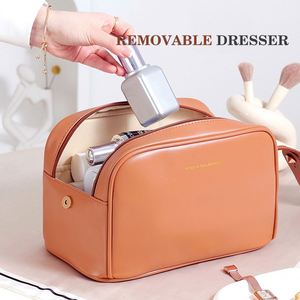 Custom Luxury Travel <b>Toiletry</b> Bag Large Capacity PU Leather Cosmetic Bag Portable Multifunctional <b>Storage</b> Makeup Bag - Product Image 4