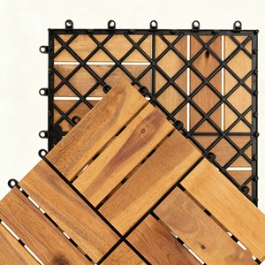 Baldosas <span class=keywords><strong>de</strong></span> <span class=keywords><strong>Madera</strong></span> <span class=keywords><strong>de</strong></span> <span class=keywords><strong>Acacia</strong></span> <span class=keywords><strong>para</strong></span> Exteriores, 12 Listones, Encajables, Resistentes al Agua, <span class=keywords><strong>para</strong></span> Patio, Balcón y Jardín, Disponibles en Stock Local en EE. UU. - Product Image 3