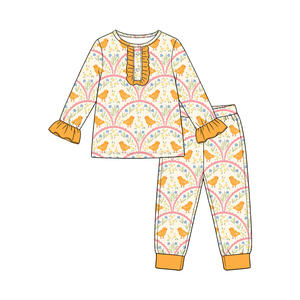 Combinaisons pour filles à imprimé fleurs personnalisées, tenues de Pâques, boutique Trendyism, spandex/coton biologique, vêtements doux en gros - Product Image 4
