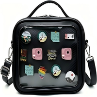 Tas Selempang Kulit PU Mewah Custom dengan Jendela Transparan untuk Menampilkan Pin, Tali Selempang yang Dapat Disesuaikan, Cocok untuk Cosplay, Pesta, Kegunaan Sehari-hari, dan Santai