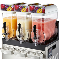 Máquina de Granizados de Acero Inoxidable de 3 Tanques, 45L de Capacidad Total, Alta Productividad, para Smoothies, Jugos, Bebidas, Hielo