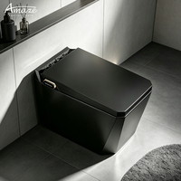 WC intelligent électrique de luxe à chasse automatique, forme carrée, noir, pour hôtel, sanitaires modernes