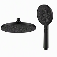 Perlengkapan Shower Kuningan Hitam Matte Modern, Sistem Shower Kamar Mandi, Keran Mixer Bak Mandi, Set Shower Hujan Termostatis Air Panas Dingin
