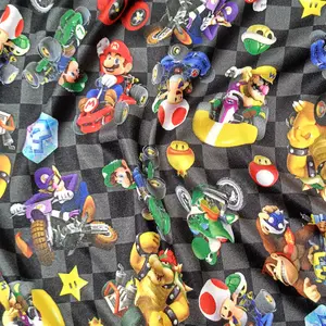 Impression numérique Enfants Dessin Animé Tissus Doux Super Jeu en Ligne Mario Motif Tissu Pour Vêtement Pyjamas