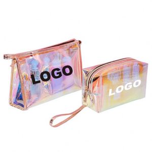 Customized <b>Transparent</b> Holographic PVC Cosmetic <b>Bag</b> Travel Cosmetic Storage <b>Bag</b> and Toiletries <b>Bag</b> Promotional Gift - Product Image 1