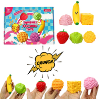 Jouets anti-stress souples et compressibles en forme de fraise, chou, gaufre, fromage, banane et beurre, prêts à être expédiés, pour soulager le stress