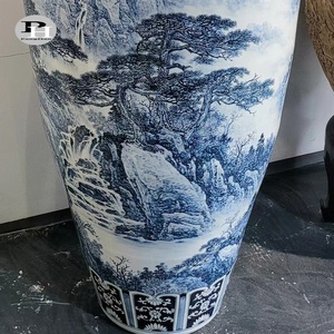 Grand vase en céramique chinoise peint à la main, bleu et blanc, résistant aux hautes températures, PH20001, vases en porcelaine chinoise antique PH20001 - Product Image 5