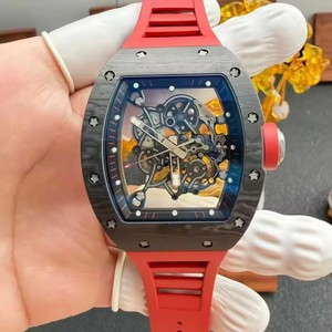 High-end Tonneau-shaped RM055 Automatic Mechanical Unisex Watch Ceramic Carbon Fiber Case Sapphire <b>Crystal</b> Rubber Band Butterfly - Product Image 5