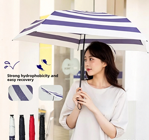 <span class=keywords><strong>Parasol</strong></span> de voyage ultra léger et portable, 19 pouces, 5 baleines, ouverture manuelle, tige en aluminium, imperméable, parapluie pliant en trois sections - Product Image 1