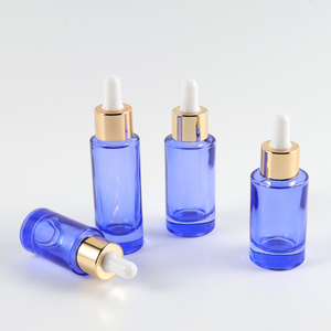 Düz Omuzlu Silindir Şeklinde Cilt Bakım Cam Şişeleri Mavi Mor 20ml 40ml Buzlu Serum Esansiyel Yağ Cam Şişesi Kauçuk Damlalıklı - Product Image 2